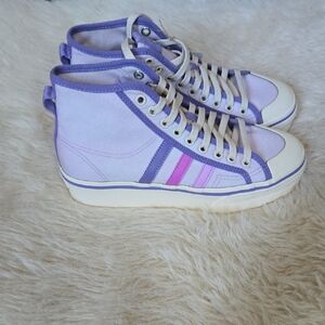Adidas Nizza Purple and Pink High-Top Sneakers